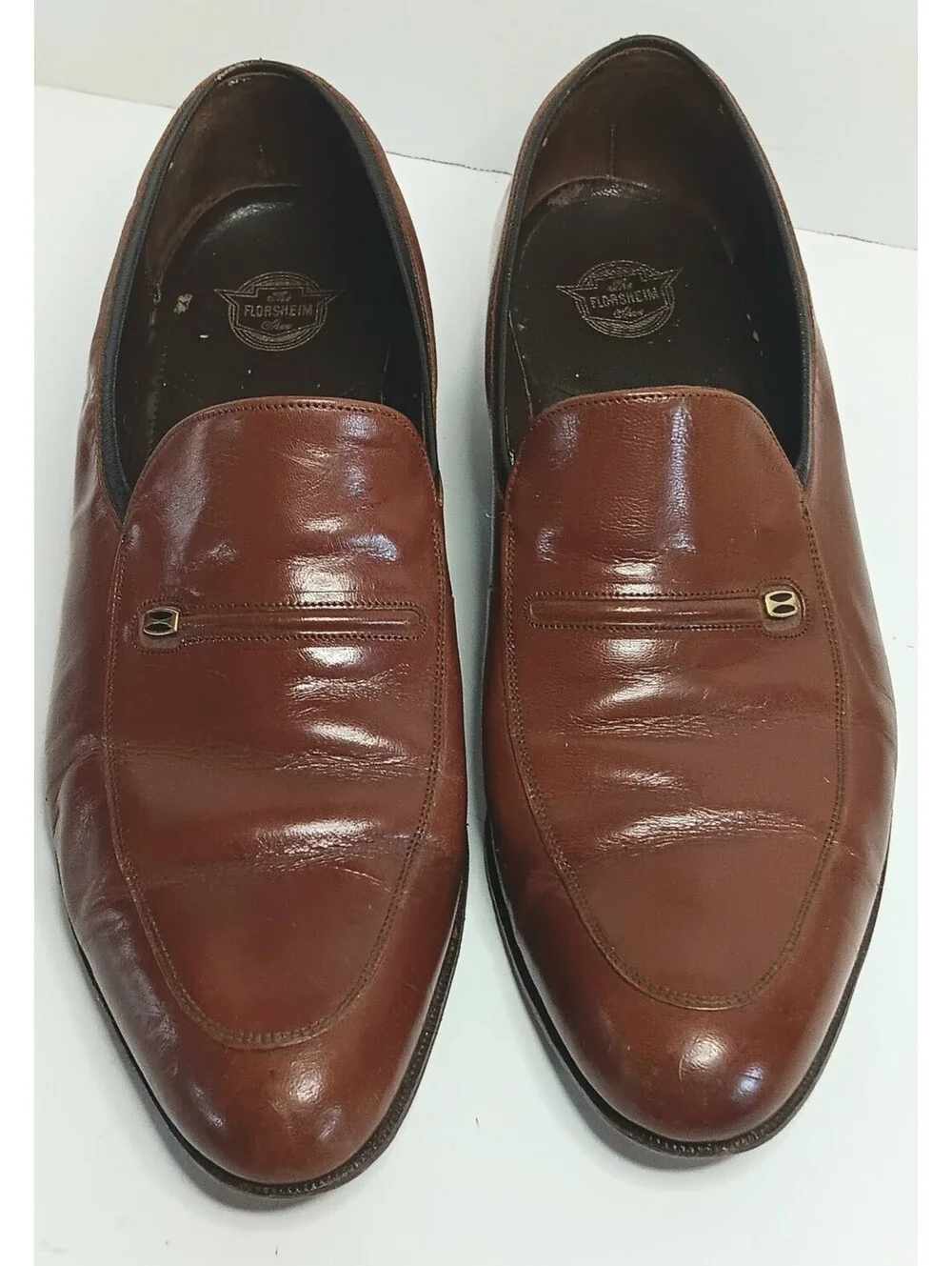 Vintage Florsheim Designer Collection Cognac Leather Slip On Loafers Men’s 12D